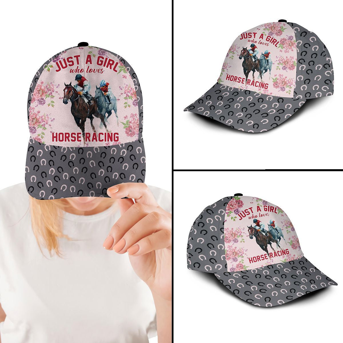 Just a Girl who loves Horse racing Hat Classic Cap Trucker Hats Custom Hats Gifts For Men & Women