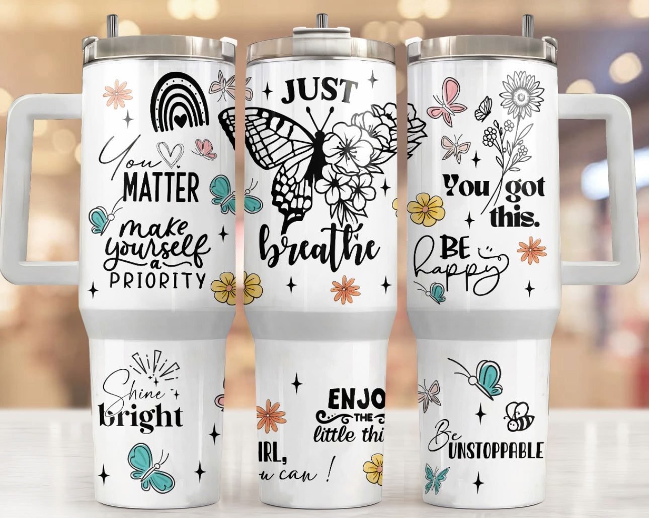 Just Breathe Butterfly Custom Stanley Cup 40 oz 30 oz Tumbler With HandleTVC2301757