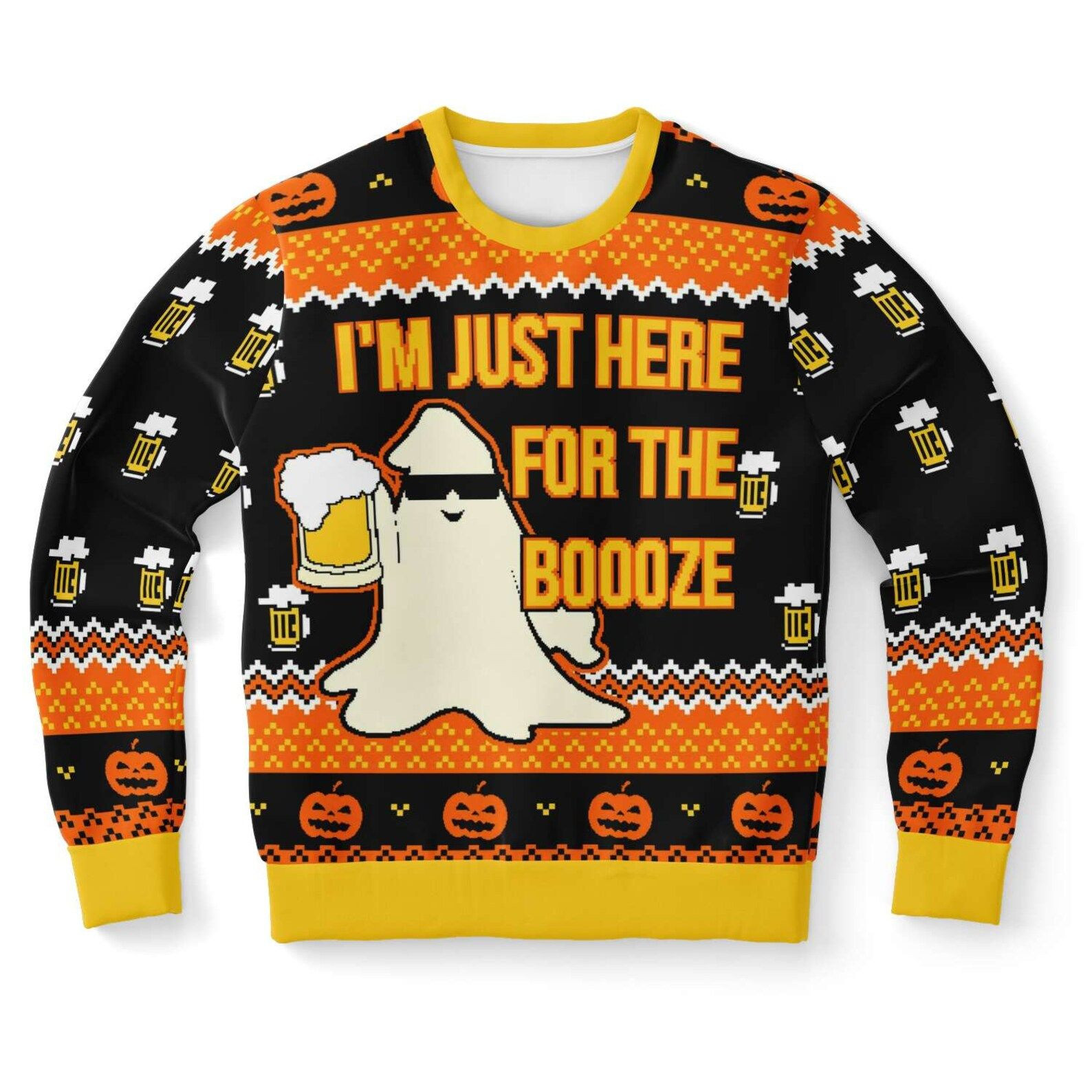 Just Here For The Booze Ugly Christmas Sweater Adult 3D Funny Matching for family