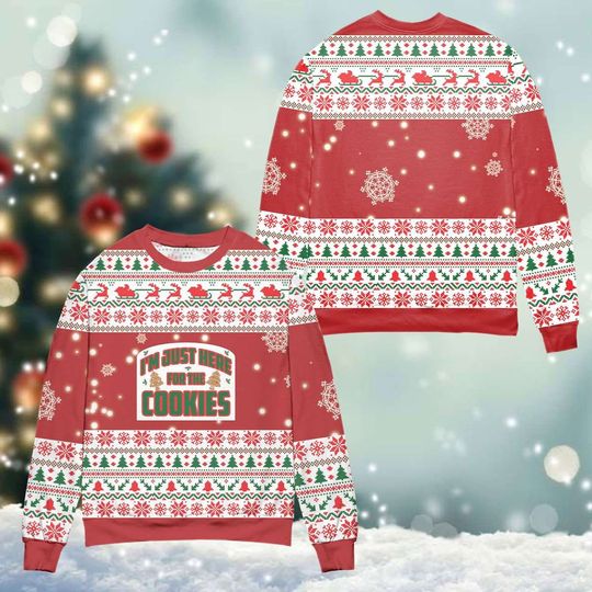 Just Here For The Cookies Christmas Ugly Sweater Gingerbread Sweatshirt - Image 12