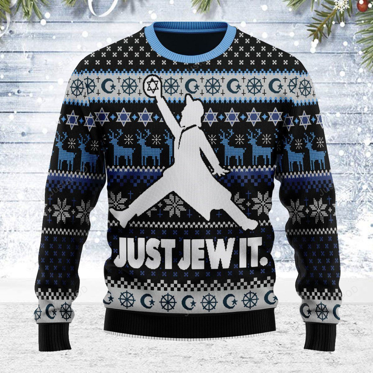 Just Jew It Ugly Christmas Sweater Adult 3D Funny Matching for family