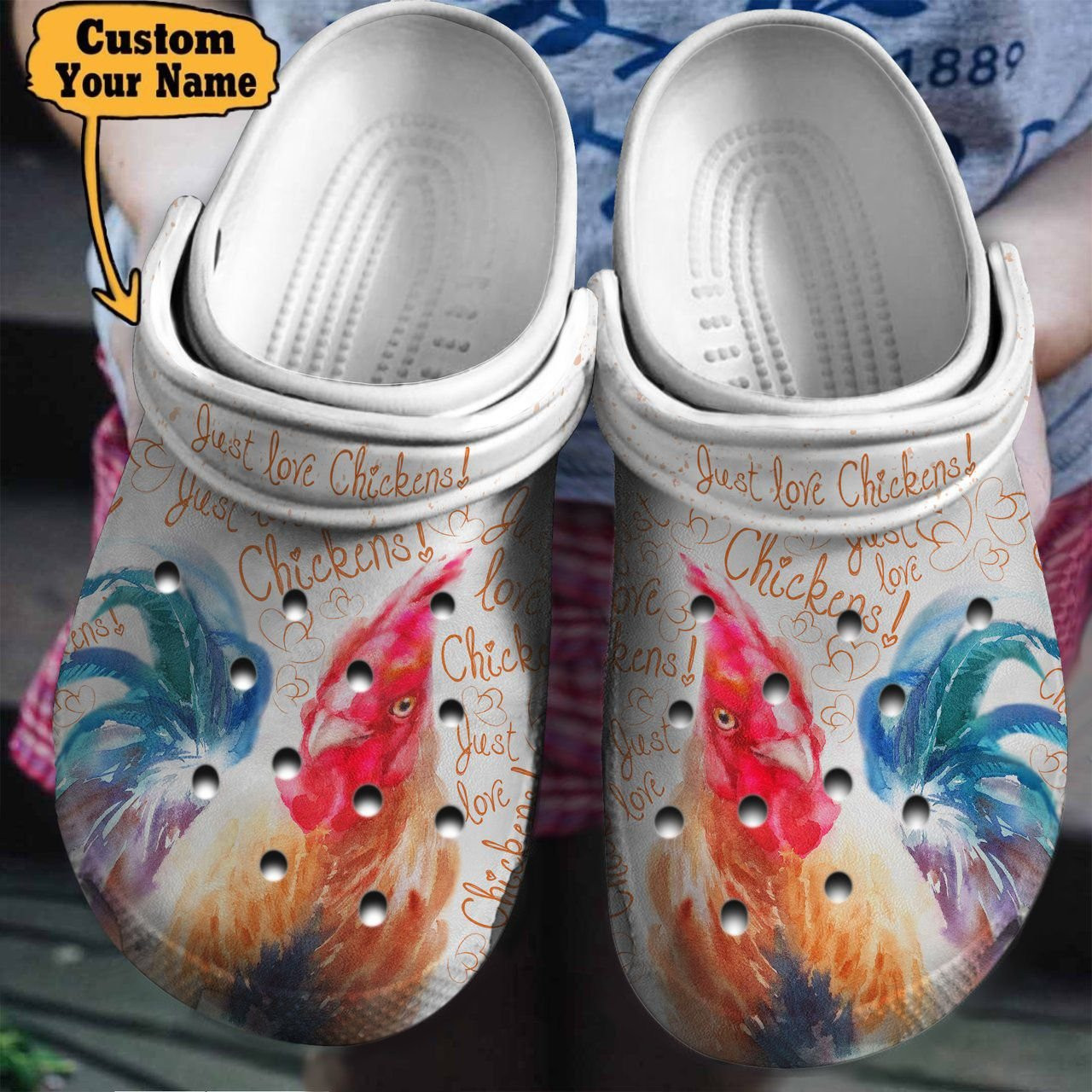 Just Love Chickens Clogs Shoes Chicken