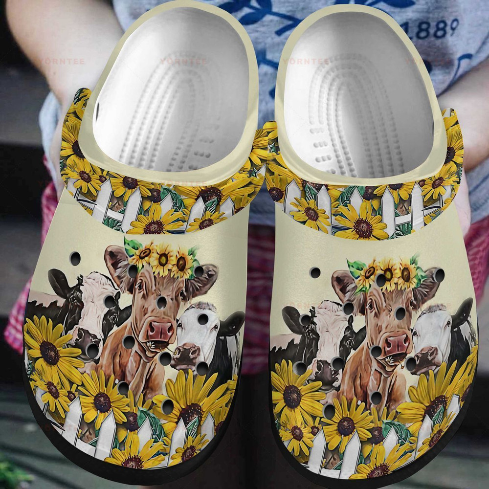 Just Love Cows Sunflower Gift For Lover Rubber clog Shoes Comfy Footwear