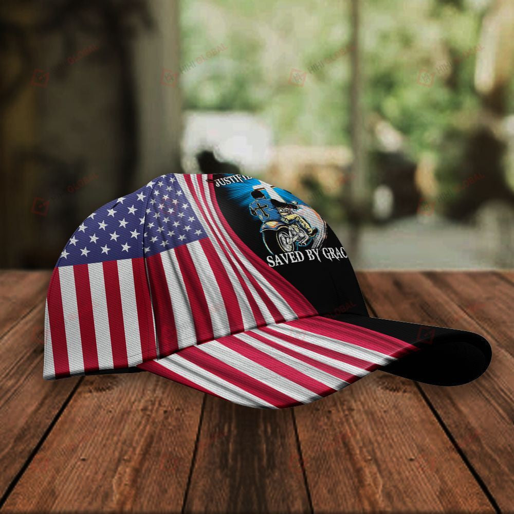 Justified by Faith Saved by Grace Christ God Classic 3d CapAll Over Printed Trucker Hats Custom Hats Gifts For Men & Women