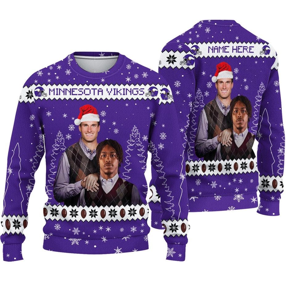 Justin Jefferson Kirk Cousins Minnesota Football Ugly Christmas Sweater