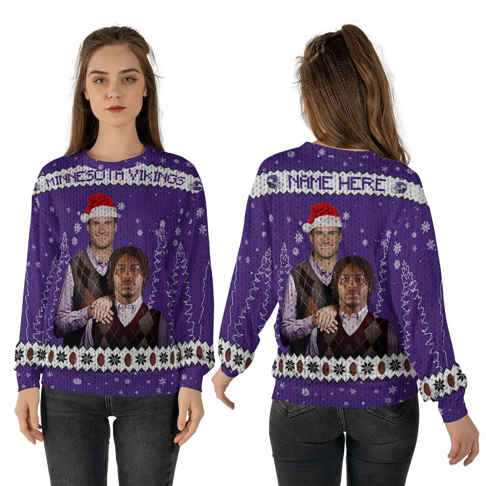 Justin Jefferson Kirk Cousins Minnesota Football Ugly Christmas Sweater - Image 2