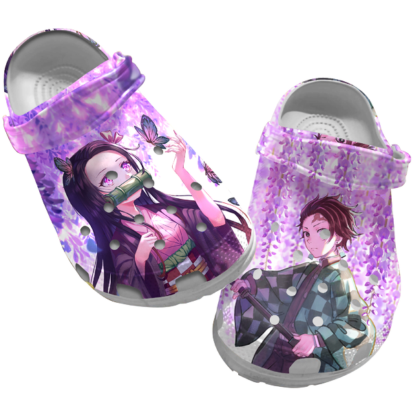 Kamado Nezuko And Kamado Tanjiro Demon Slayer Anime Crocs Crocband Clogs Shoes Comfortable For Men Women and Kids