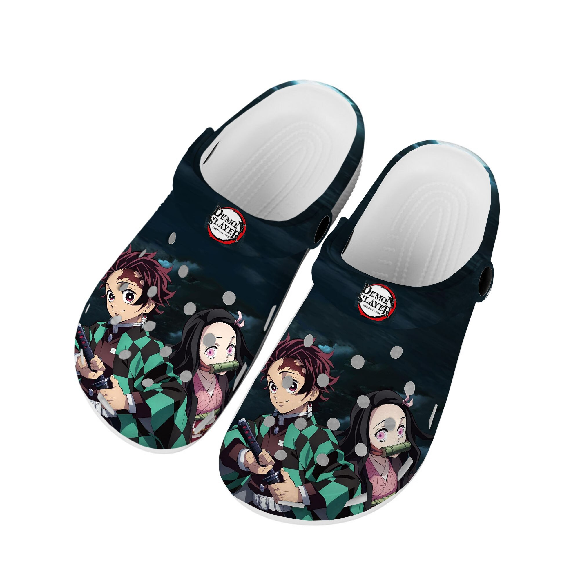 Kamado Nezuko And Kamado Tanjiro Demon Slayer Anime Crocs Crocband Clogs Shoes Comfortable For Men Women and Kids