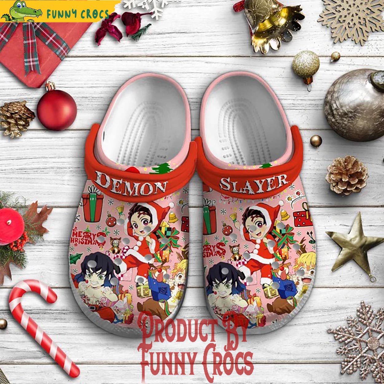 Kamado Tanjiro Demon Slayer Anime Christmas Crocs Crocband Clogs Shoes Comfortable For Men Women and Kids