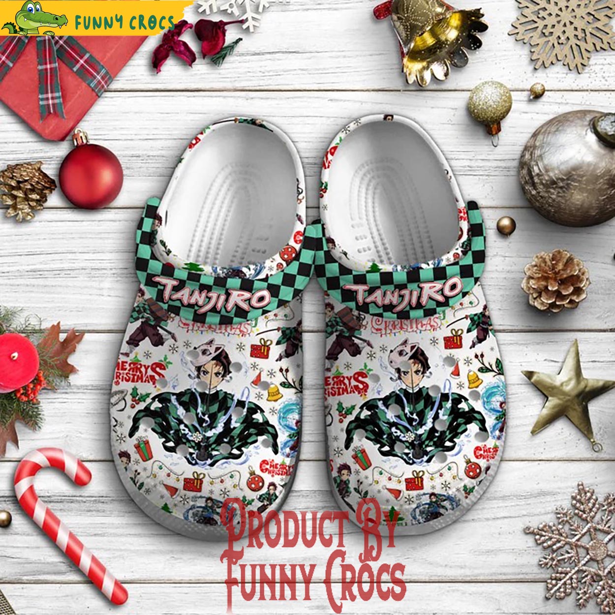 Kamado Tanjiro Demon Slayer Anime Christmas Crocs Crocband Clogs Shoes Comfortable For Men Women and Kids