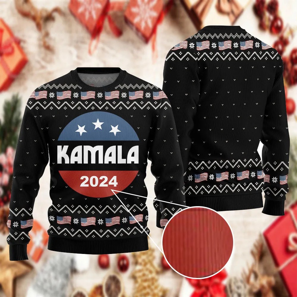 Kamala 2024 Christmas Ugly Sweater Kamala Harris For President 2024 Patriotic Sweater