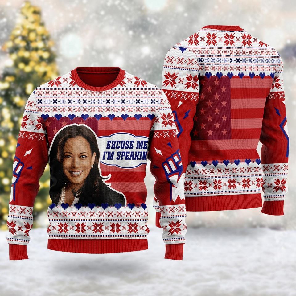 Kamala Harris Excuse Me I'm Speaking Ugly Christmas Sweater