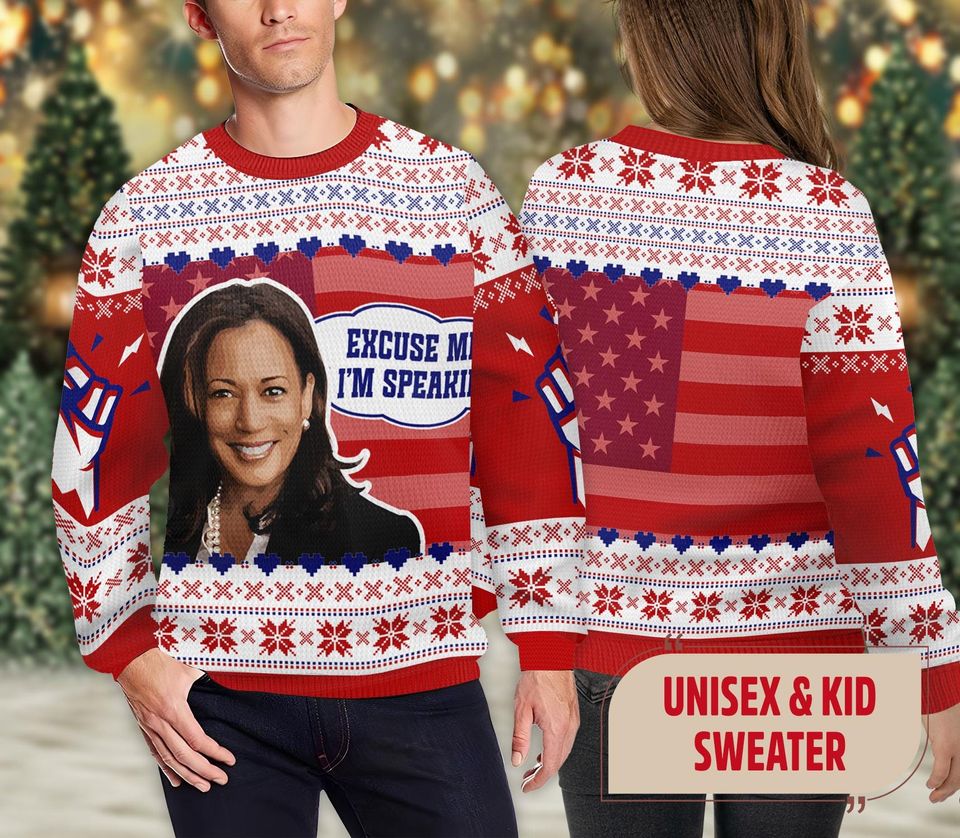 Kamala Harris Excuse Me I'm Speaking Ugly Christmas Sweater For Men Women - Image 2