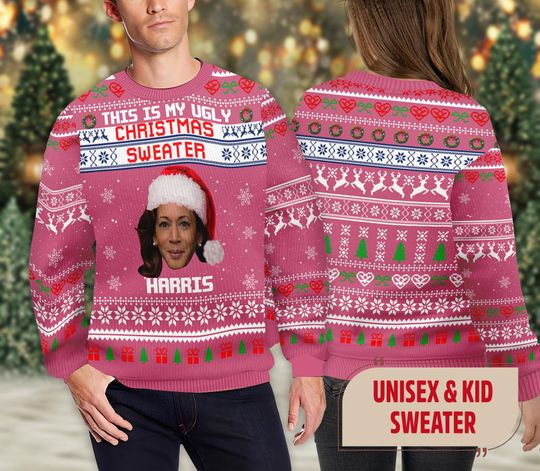 Kamala Harris This Is My Christmas Ugly Sweater, Santa Harris 2024 Ugly Christmas - Image 9