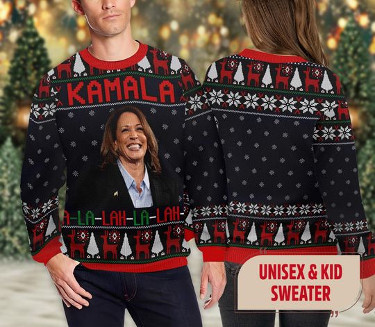 Kamala La Lah La Lah Funny Christmas Ugly Sweater, Political Xmas Sweatshirt, Feminis Xmas - Image 7