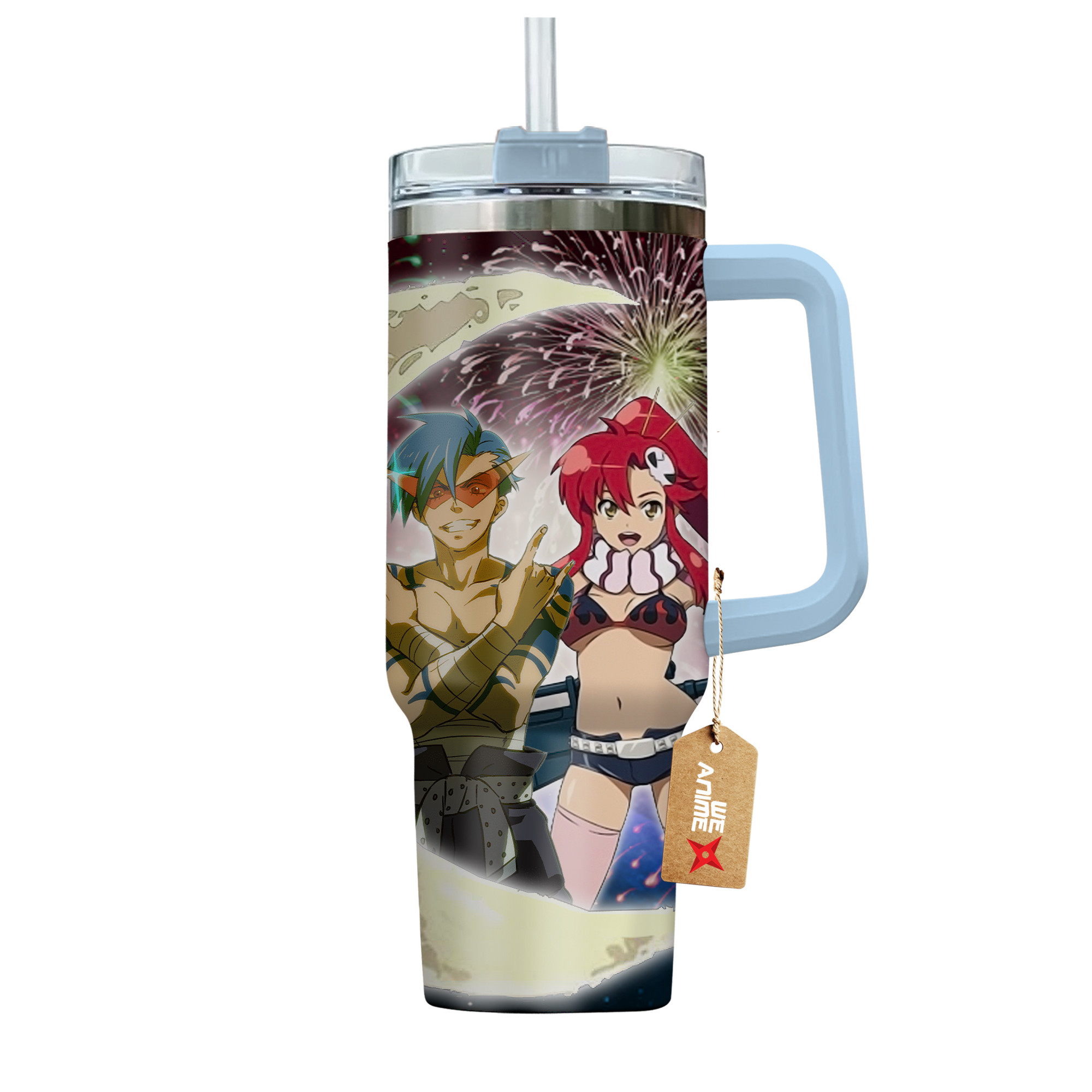 Kamina & Yoko Littner Tengen Toppa Gurren Lagann Anime Valentine Custom Stanley Cup 40 oz 30 oz Tumbler With HandleTVC2301167 - Image 4