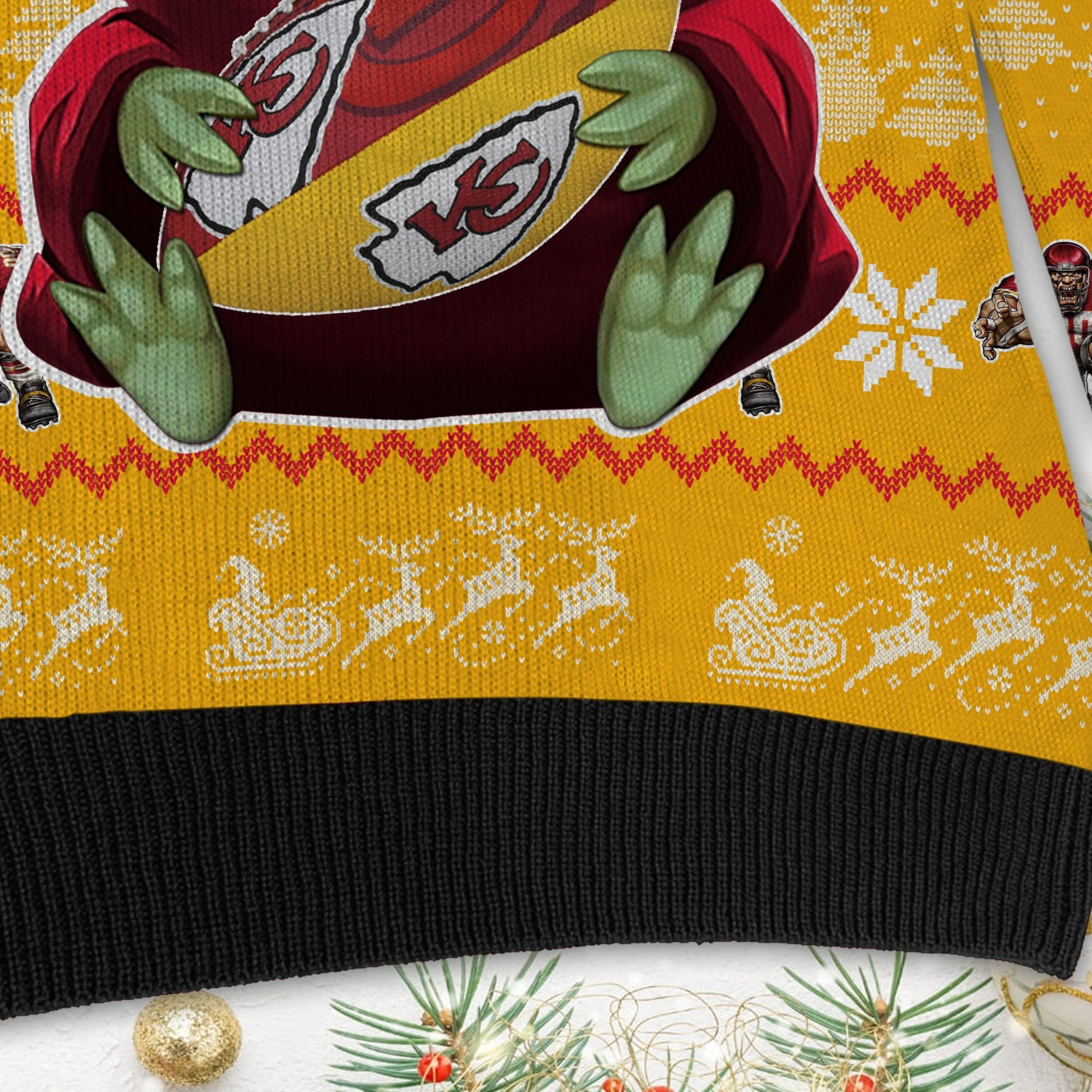 Kansas City Chiefs Baby Yoda Ugly Christmas Sweater Adult 3D Funny Matching for family - Image 5