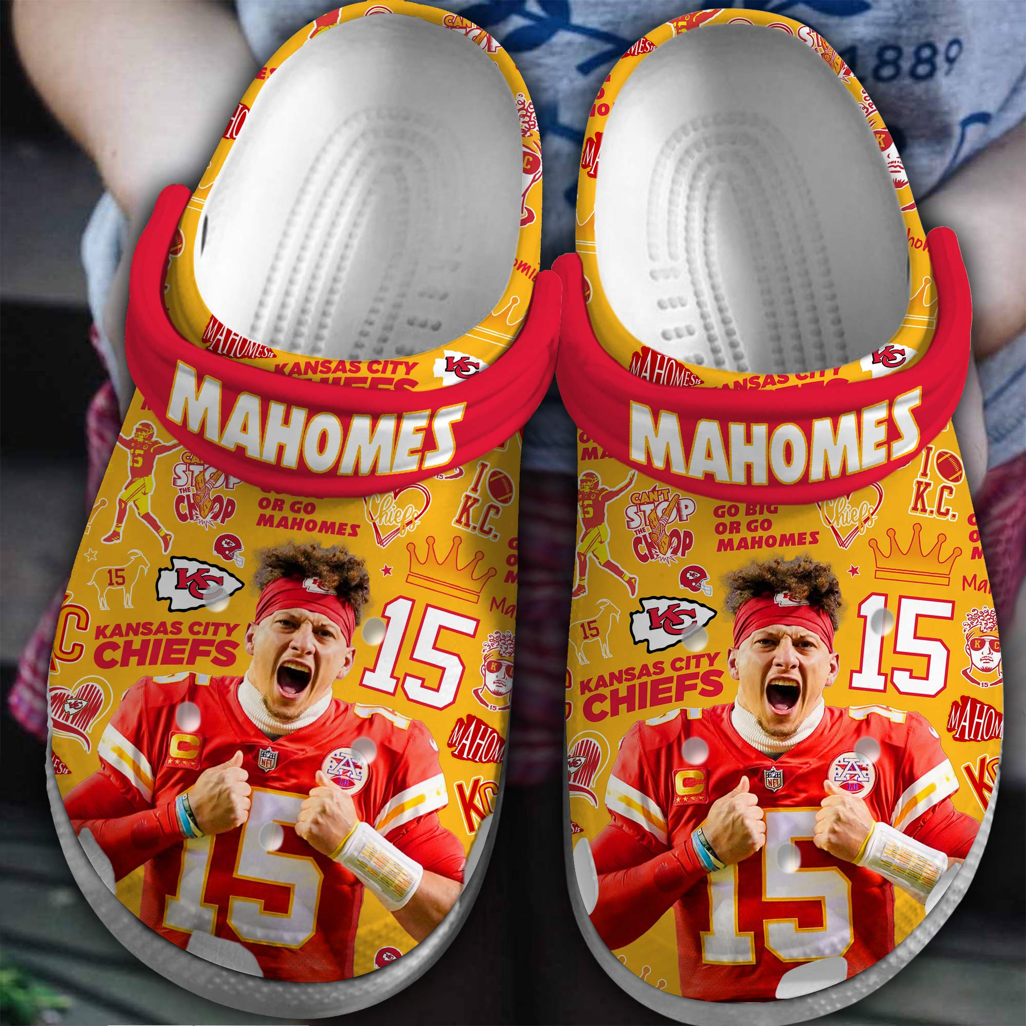 Kansas City Chiefs Mahomes NFL Sport Crocs Crocband Clogs Shoes Comfortable For Men Women and Kids