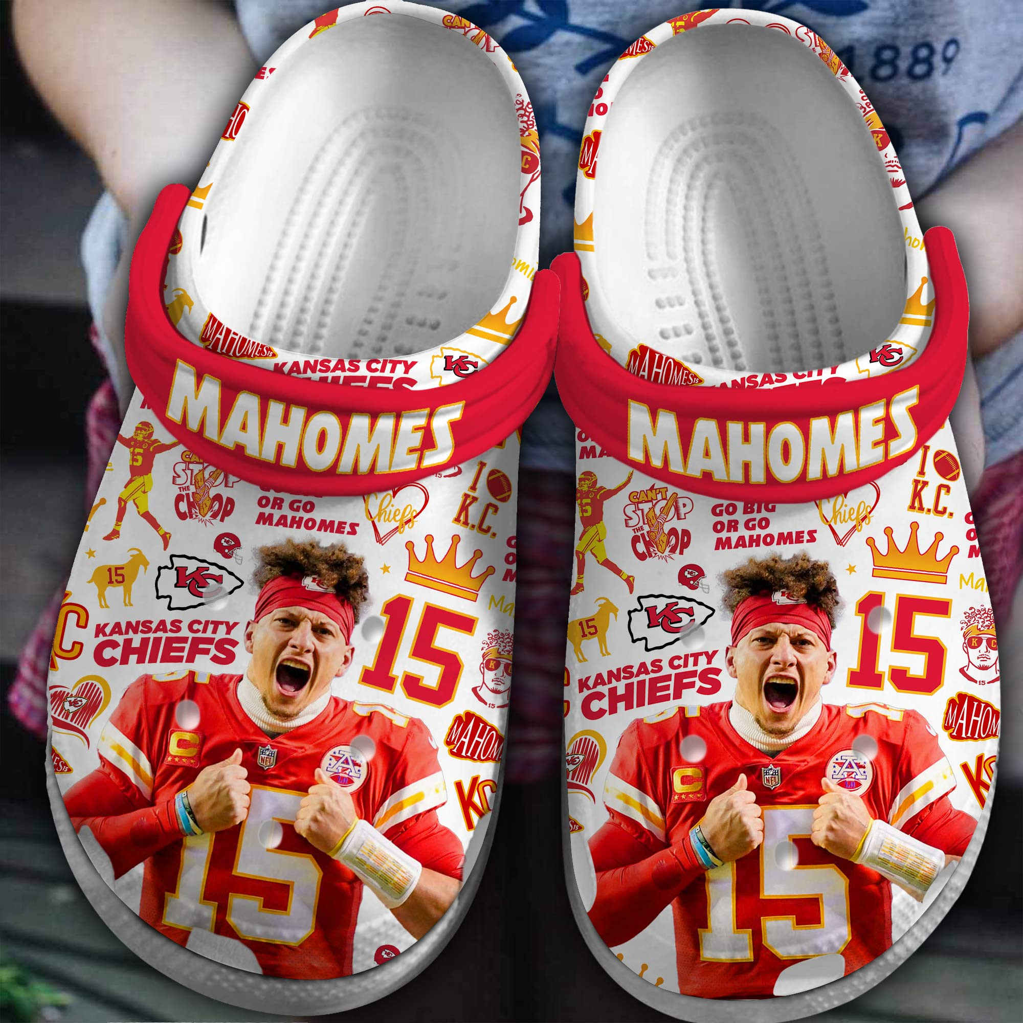 Kansas City Chiefs Mahomes NFL Sport Crocs Crocband Clogs Shoes Comfortable For Men Women and Kids