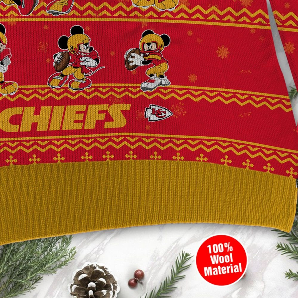 Kansas City Chiefs Mickey Mouse Holiday Party Ugly Christmas Sweater Adult 3D Funny Matching for family - Image 4
