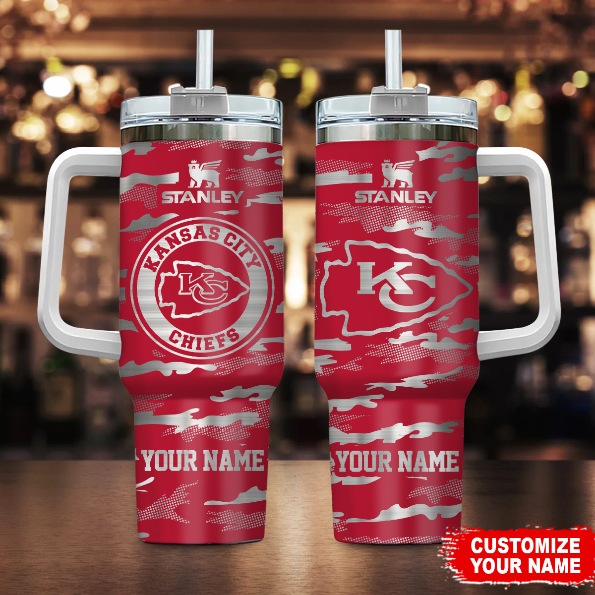 Kansas City Chiefs NFL Camo Pattern Custom Stanley Cup 40 oz 30 oz Tumbler With HandleTVC230198