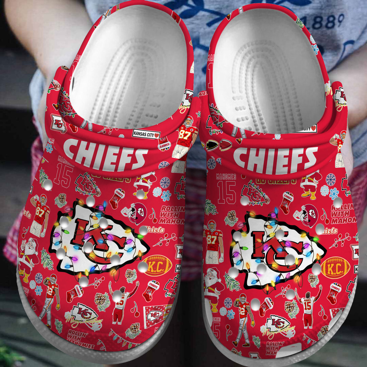 Kansas City Chiefs NFL Christmas Crocs Crocband Clogs Shoes Comfortable For Men Women and Kids