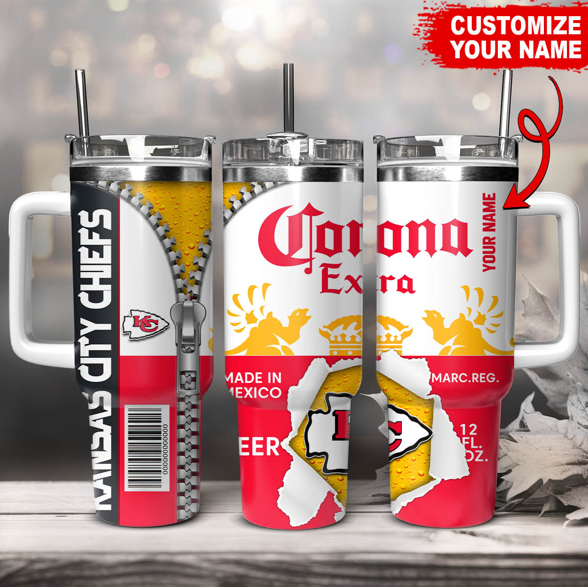 Kansas City Chiefs NFL Corona Extra Custom Stanley Cup 40 oz 30 oz Tumbler With HandleTVC230169