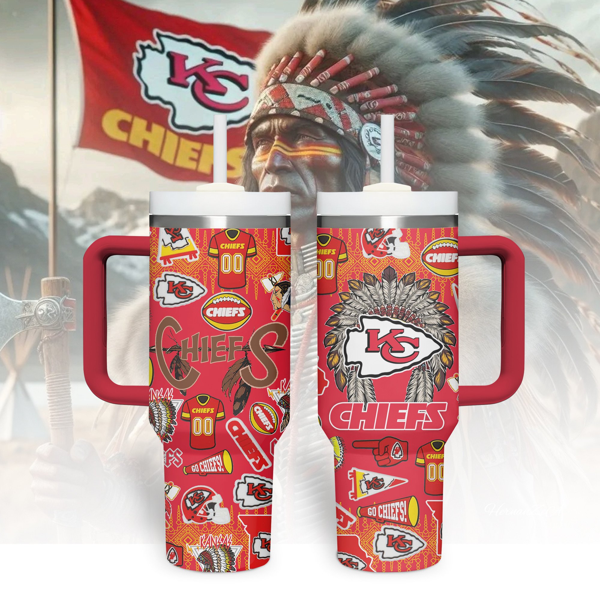 Kansas City Chiefs NFL Custom Stanley Cup 40 oz 30 oz Tumbler With HandleTVC230198