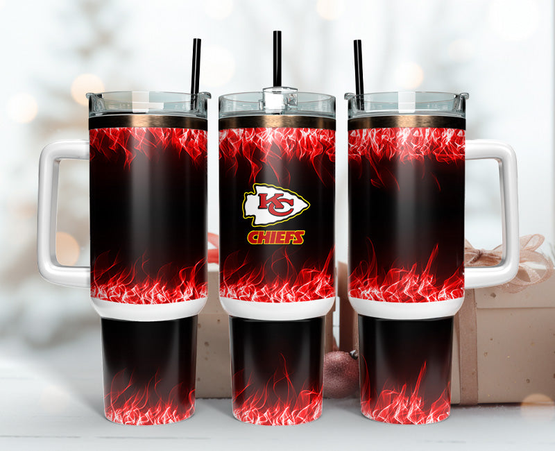 Kansas City Chiefs NFL Fire Effect Custom Stanley Cup 40 oz 30 oz Tumbler With HandleTVC2301140