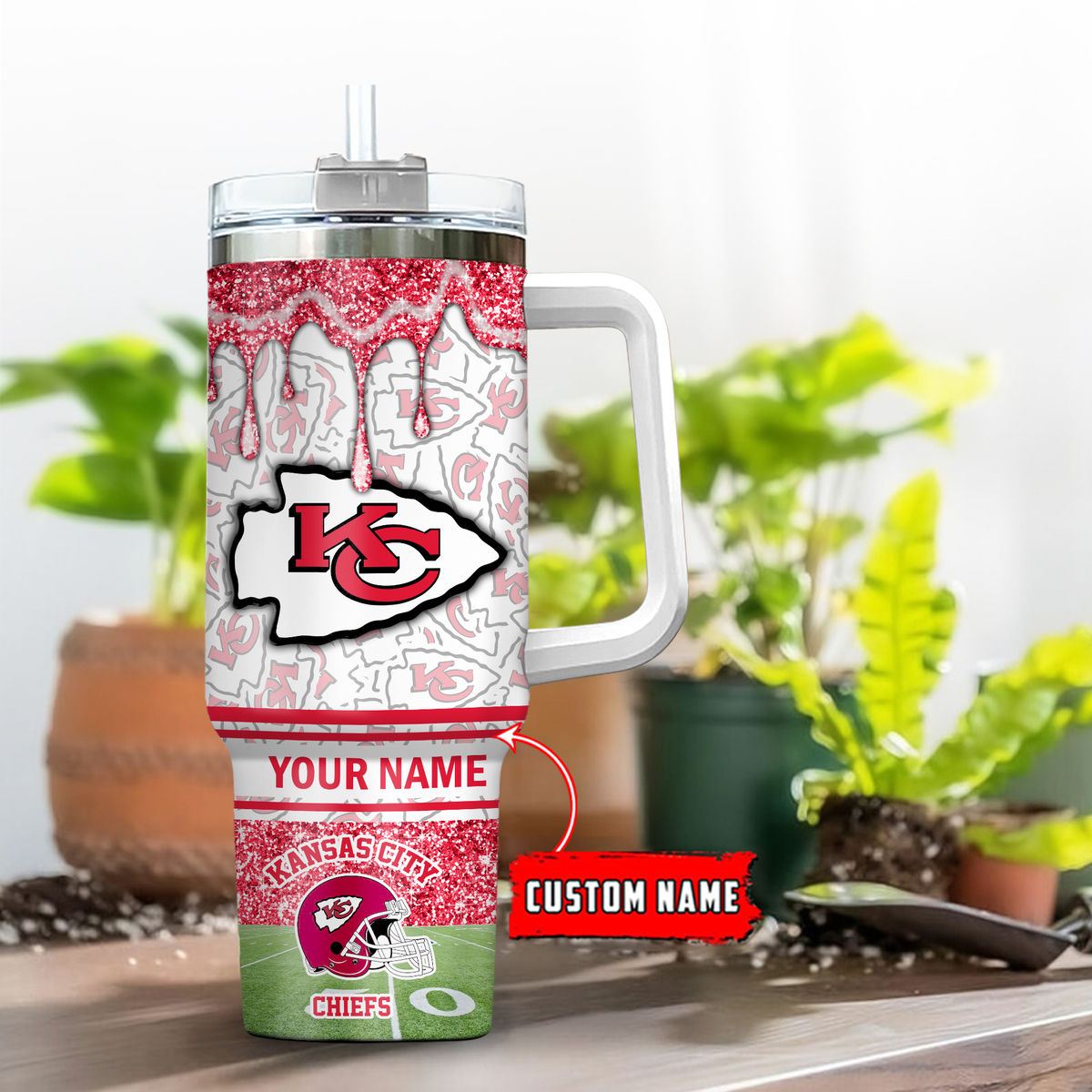 Kansas City Chiefs NFL Glitter Custom Stanley Cup 40 oz 30 oz Tumbler With HandleTVC230195