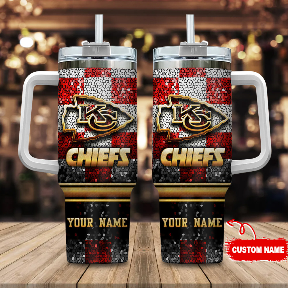 Kansas City Chiefs NFL Glitter Golden Logo Custom Stanley Cup 40 oz 30 oz Tumbler With HandleTVC2301113