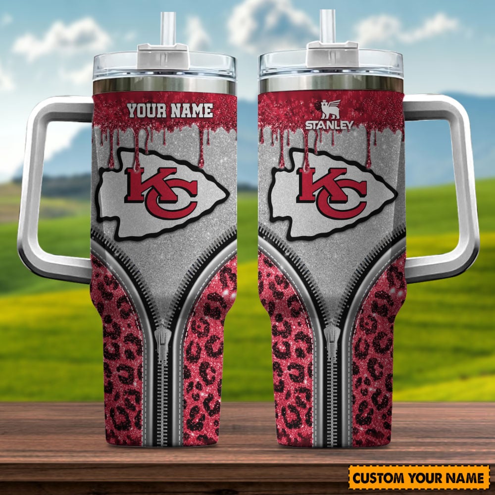 Kansas City Chiefs NFL Glitter Leopard Print Custom Stanley Cup 40 oz 30 oz Tumbler With HandleTVC230144