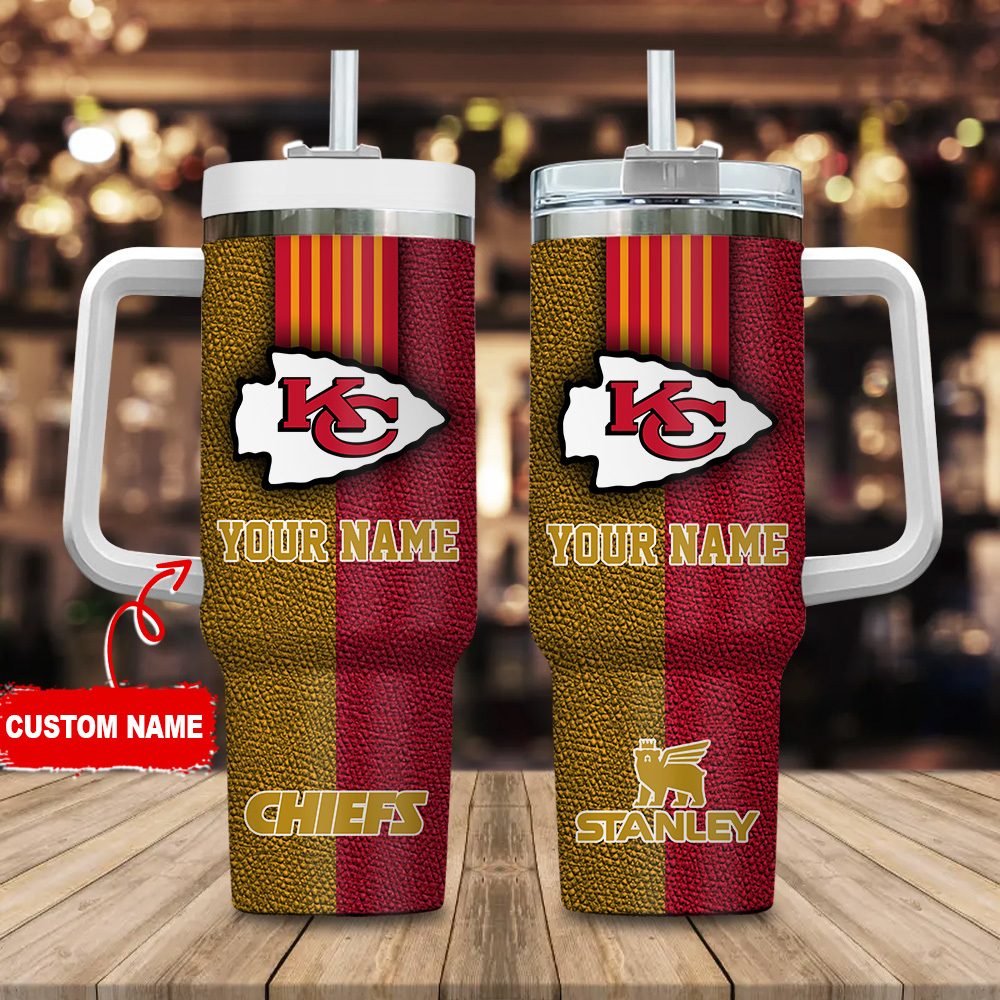 Kansas City Chiefs NFL Leather Effect Custom Stanley Cup 40 oz 30 oz Tumbler With HandleTVC2301123