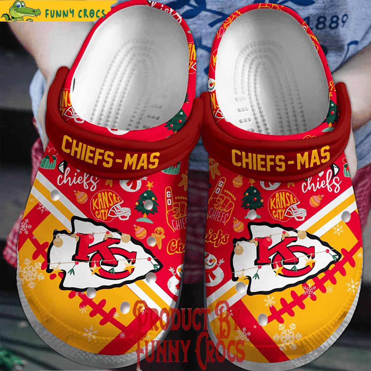 Kansas City Chiefs NFL Sport Christmas Crocs Crocband Clogs Shoes Comfortable For Men Women and Kids
