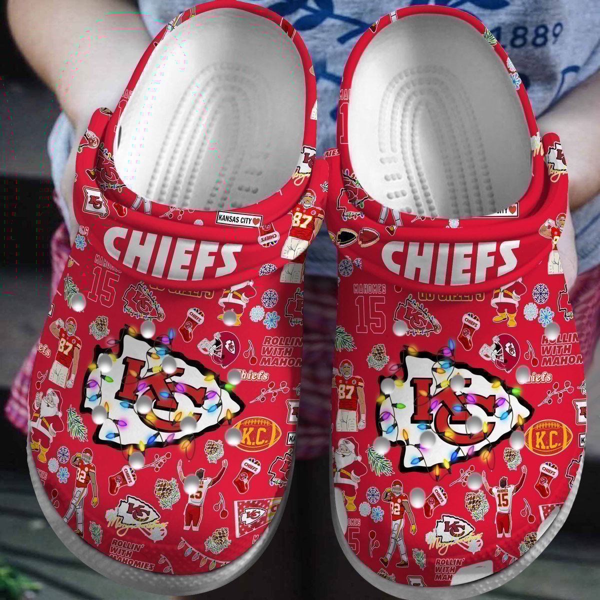 Kansas City Chiefs NFL Sport Crocs Crocband Clogs Shoes Comfortable For Men Women and Kids