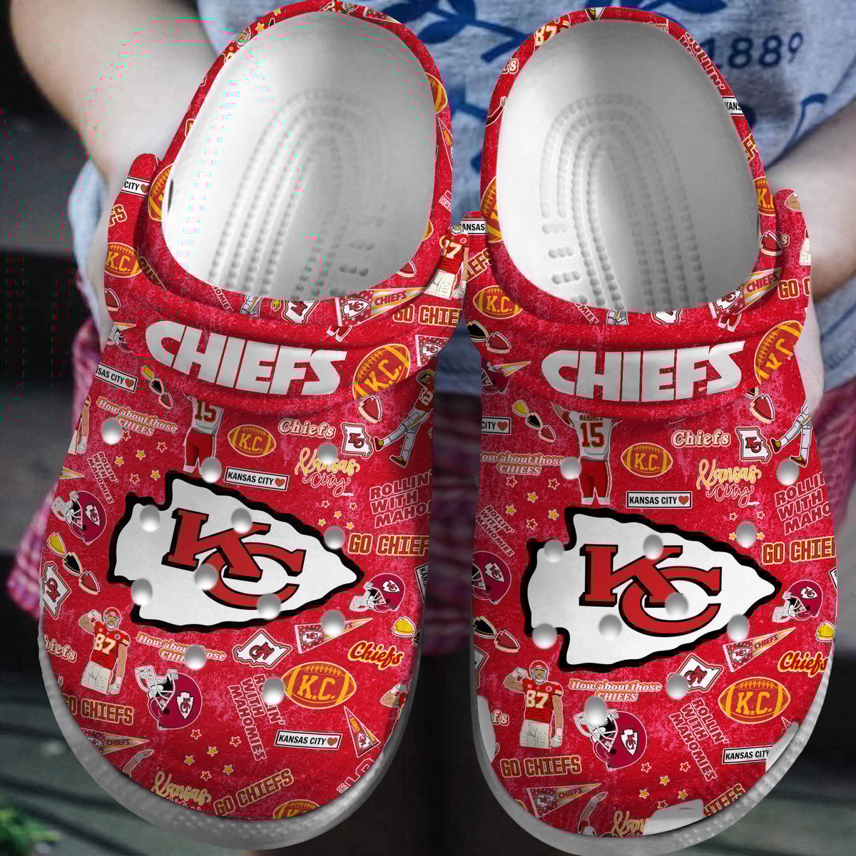 Kansas City Chiefs NFL Sport Crocs Crocband Clogs Shoes Comfortable For Men Women and Kids