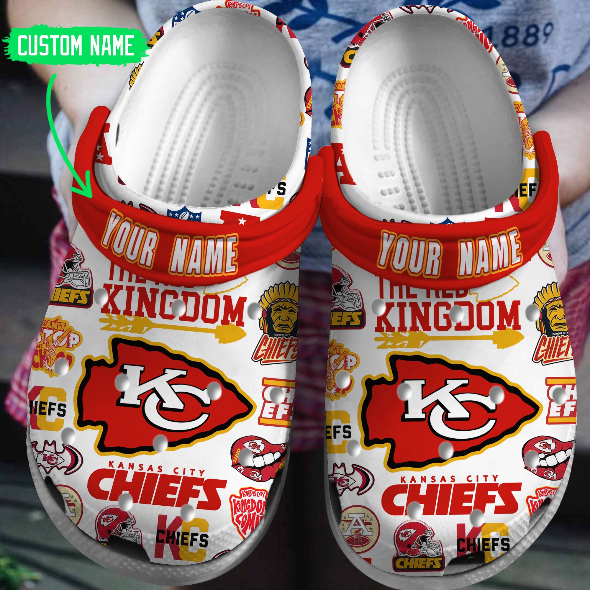 Kansas City Chiefs NFL Sport Crocs Crocband Clogs Shoes Comfortable For Men Women and Kids