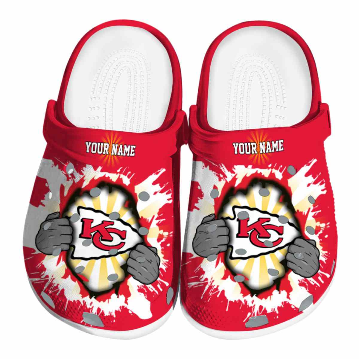 Kansas City Chiefs NFL Sport Crocs Crocband Clogs Shoes Comfortable For Men Women and Kids