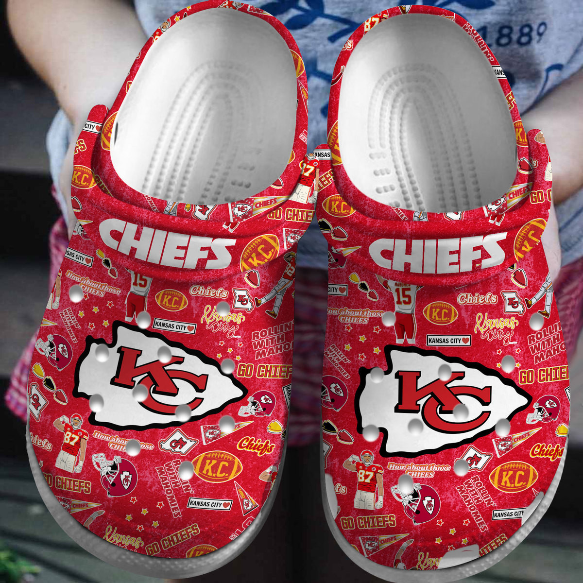 Kansas City Chiefs NFL Sport Crocs Crocband Clogs Shoes Comfortable For Men Women and Kids