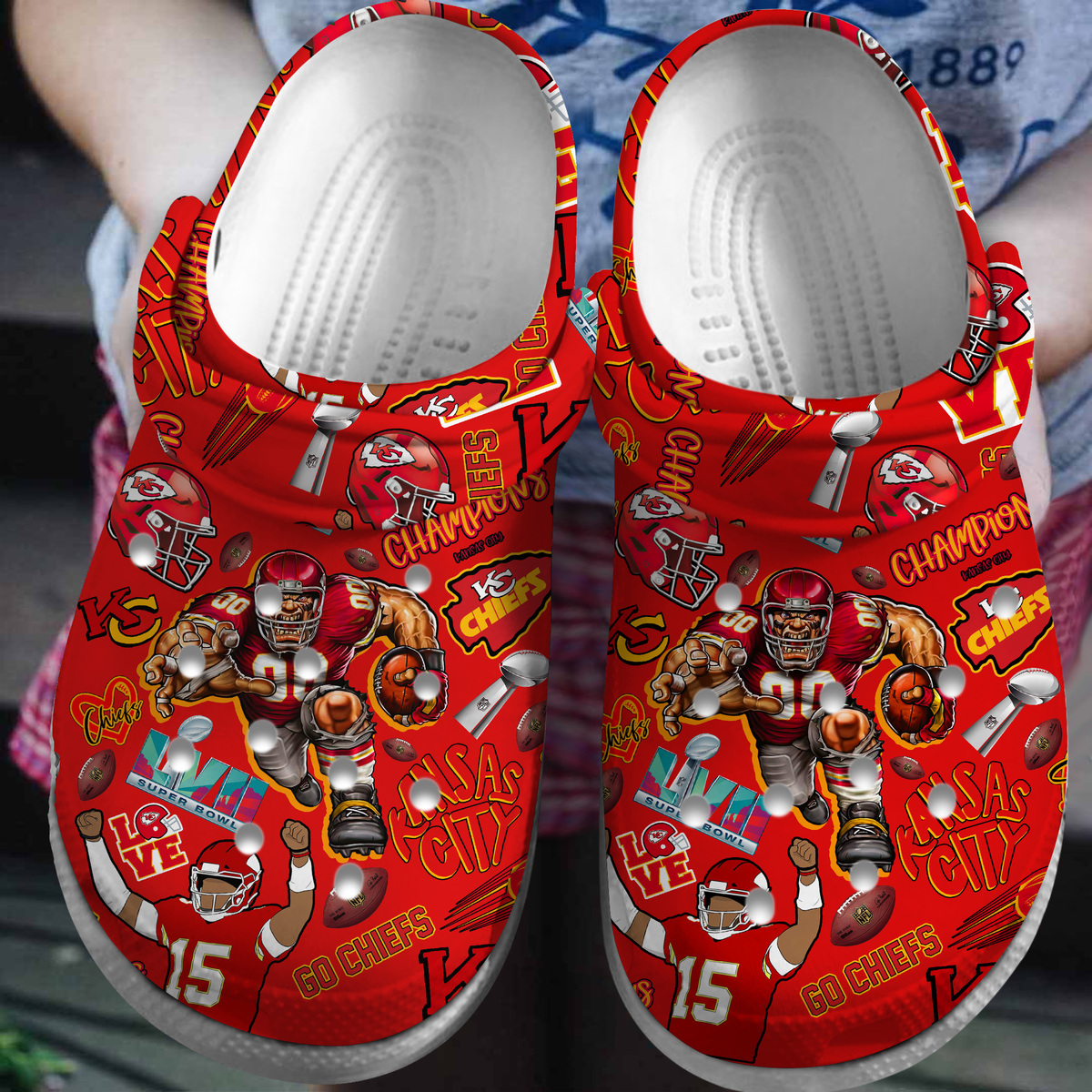 Kansas City Chiefs NFL Sport Crocs Crocband Clogs Shoes Comfortable For Men Women and Kids