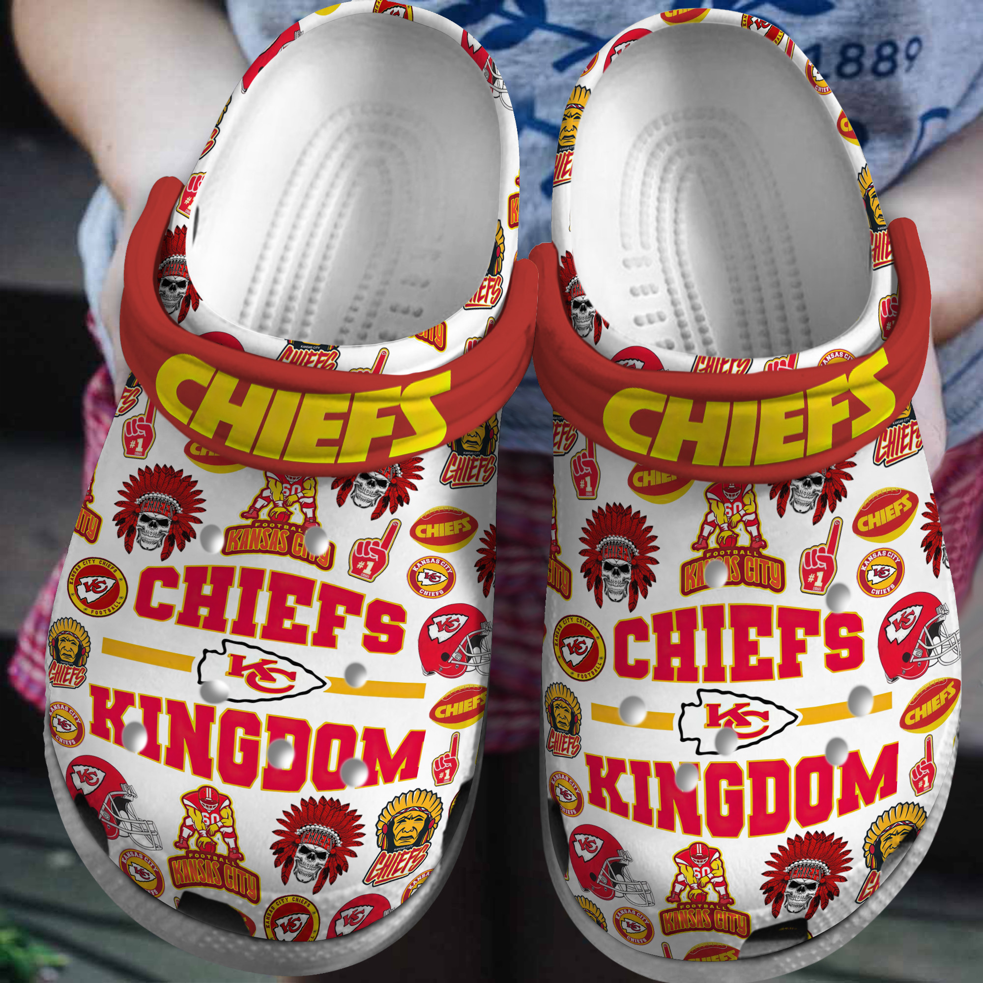Kansas City Chiefs NFL Sport Crocs Crocband Clogs Shoes Comfortable For Men Women and Kids