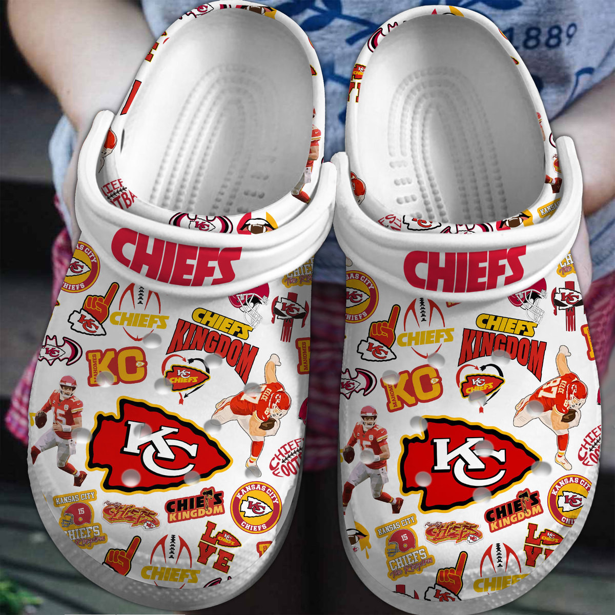 Kansas City Chiefs NFL Sport Crocs Crocband Clogs Shoes Comfortable For Men Women and Kids