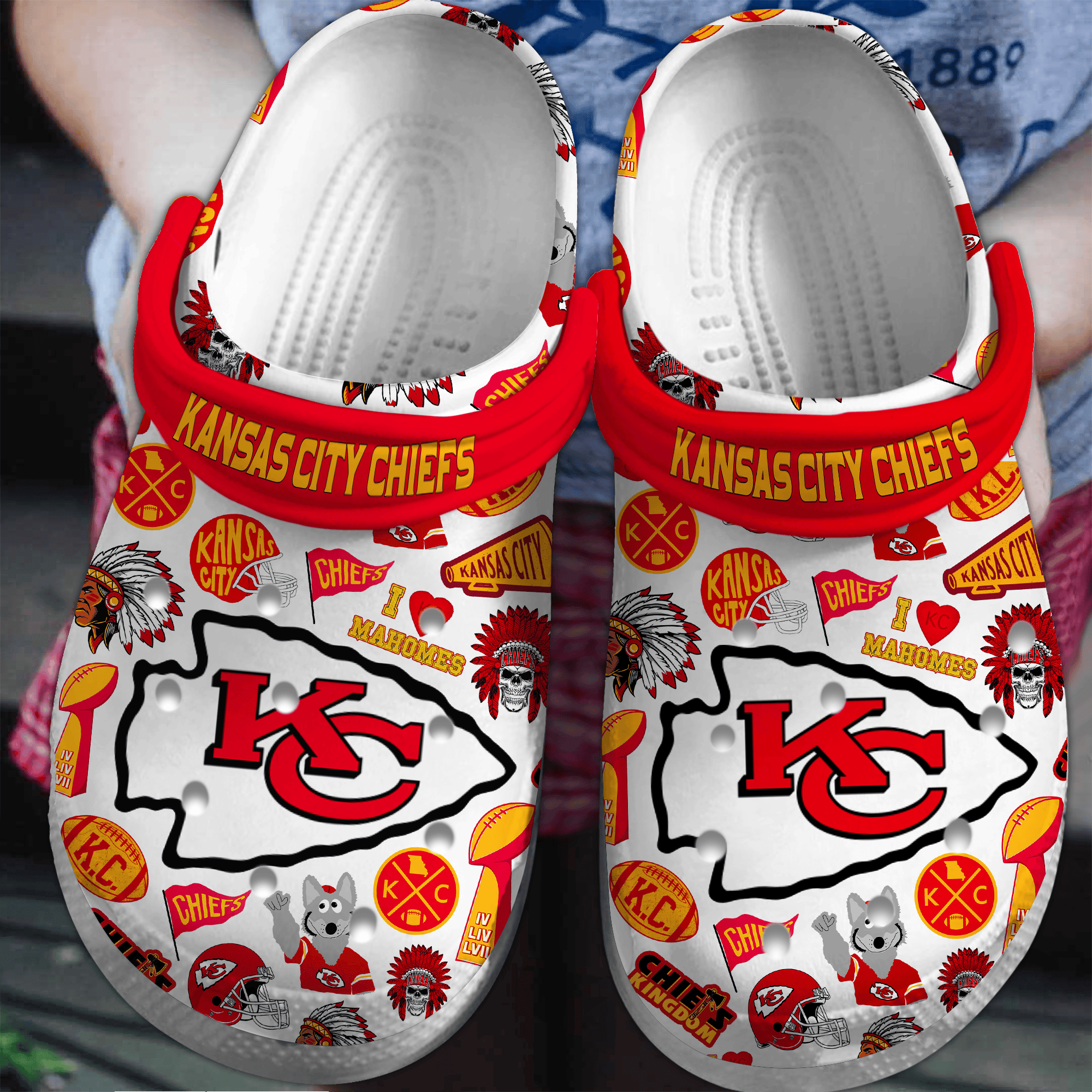 Kansas City Chiefs NFL Sport Crocs Crocband Clogs Shoes Comfortable For Men Women and Kids