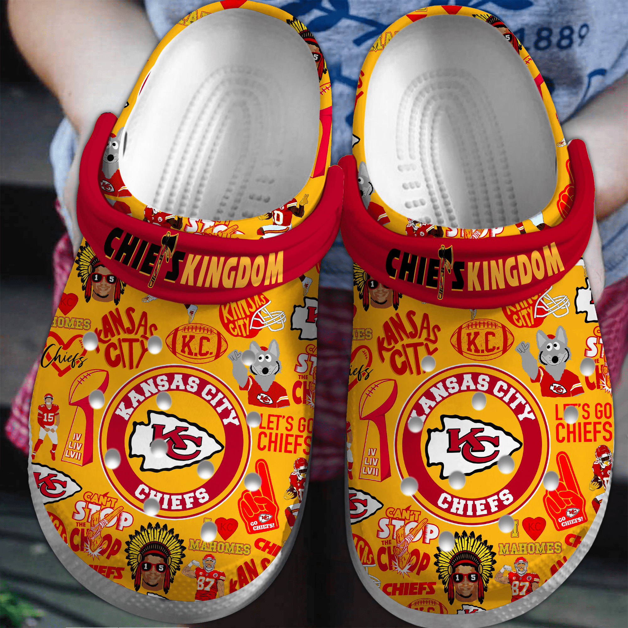 Kansas City Chiefs NFL Sport Crocs Crocband Clogs Shoes Comfortable For Men Women and Kids