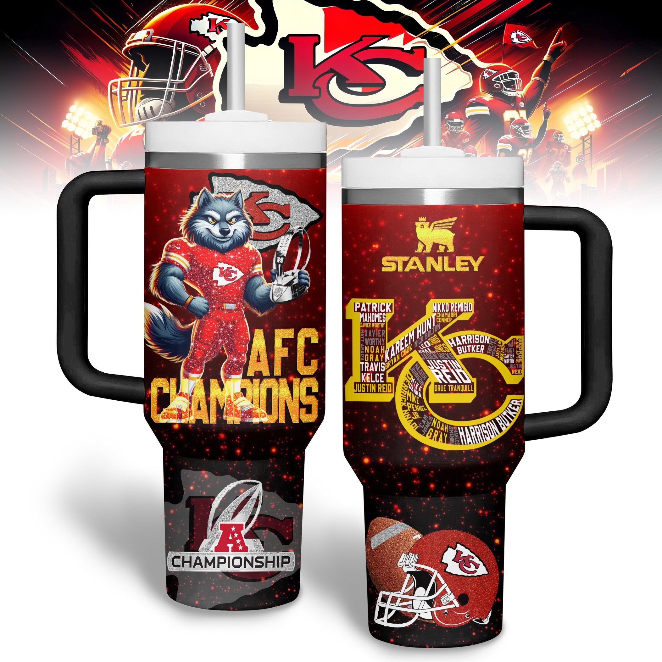 Kansas City Chiefs NFL Sports Custom Stanley Cup 40 oz 30 oz Tumbler With HandleTVC2301316