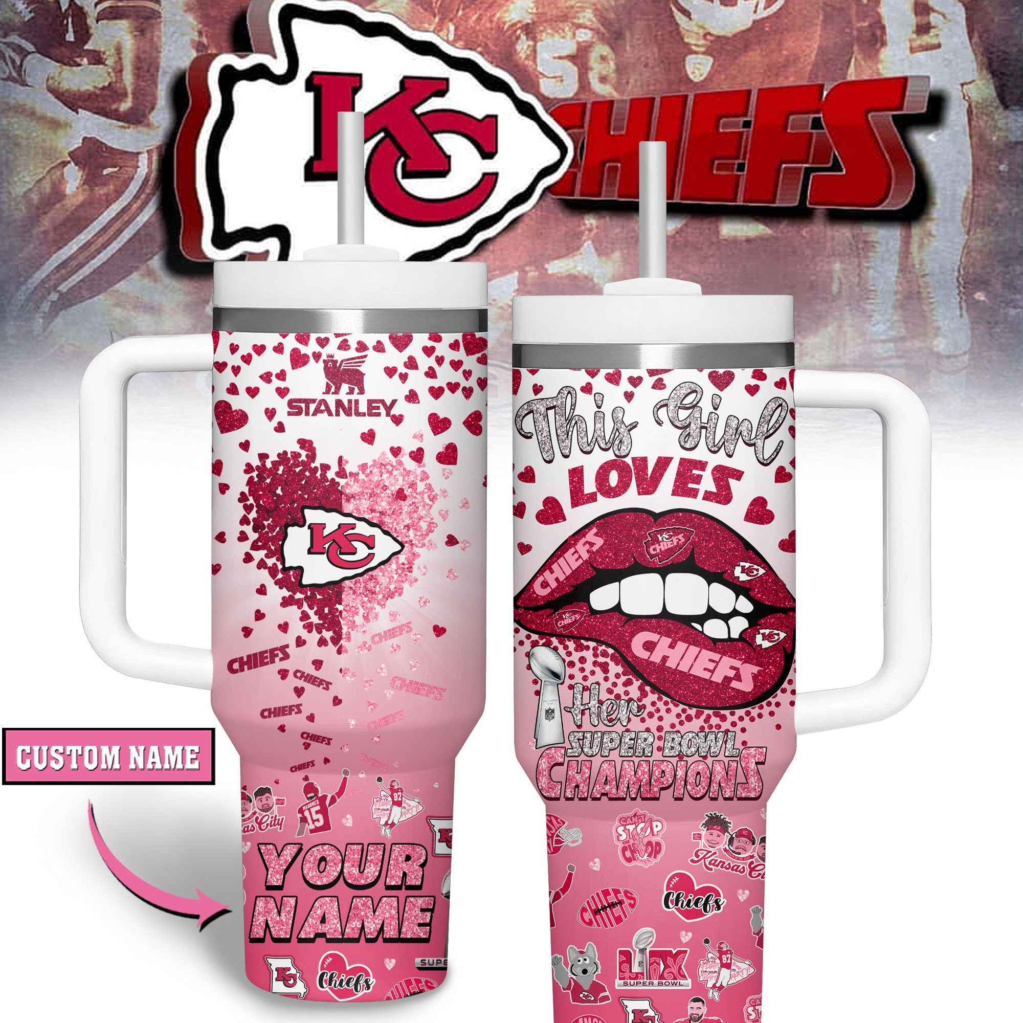 Kansas City Chiefs NFL Sports Custom Stanley Cup 40 oz 30 oz Tumbler With HandleTVC2301317