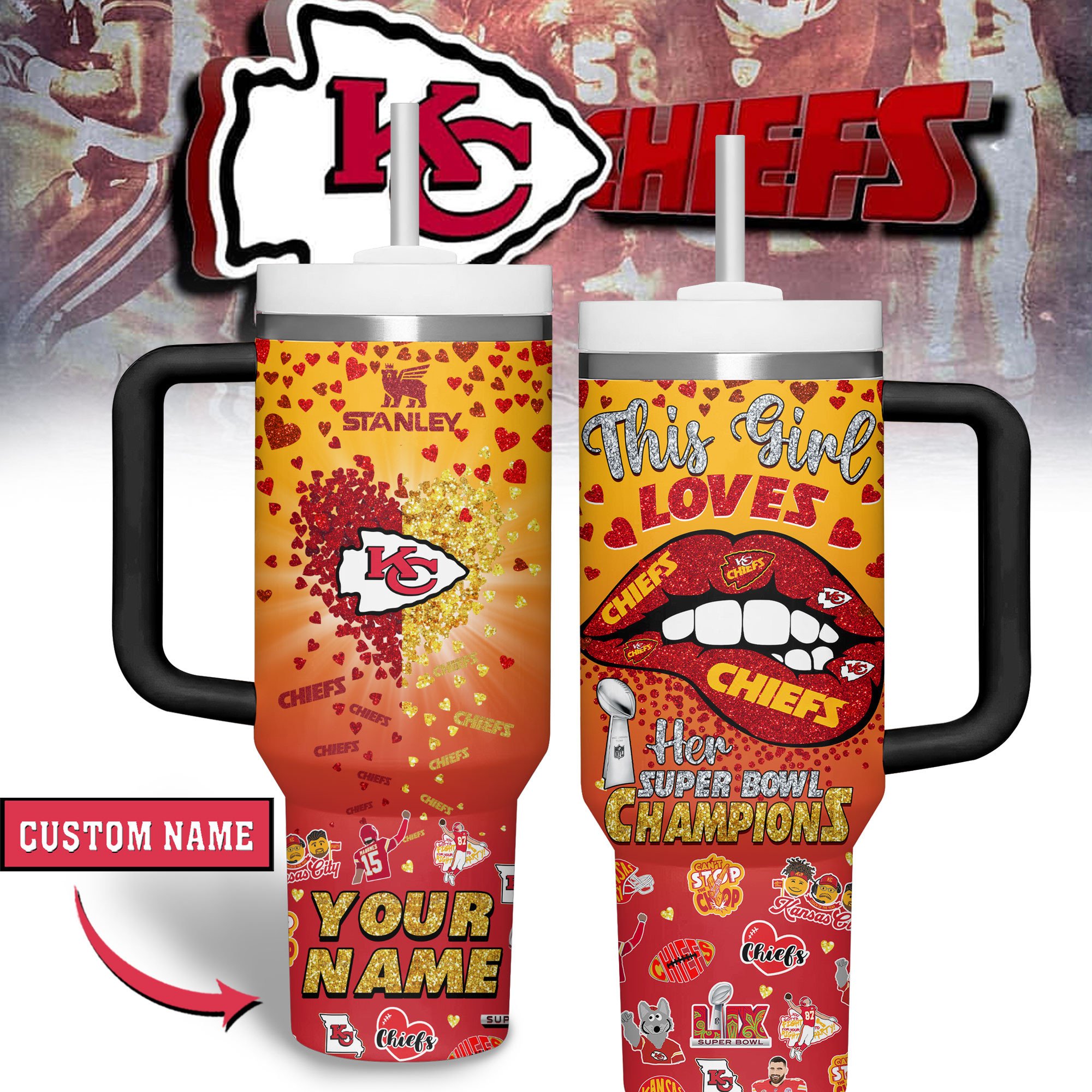 Kansas City Chiefs NFL Sports Custom Stanley Cup 40 oz 30 oz Tumbler With HandleTVC2301317