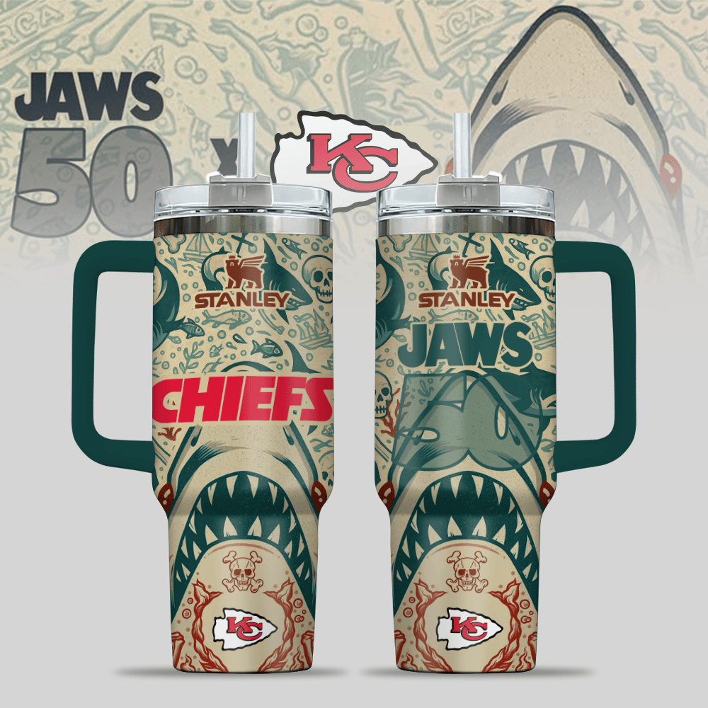 Kansas City Chiefs NFL x JAWS Custom Stanley Cup 40 oz 30 oz Tumbler With HandleTVC2301123