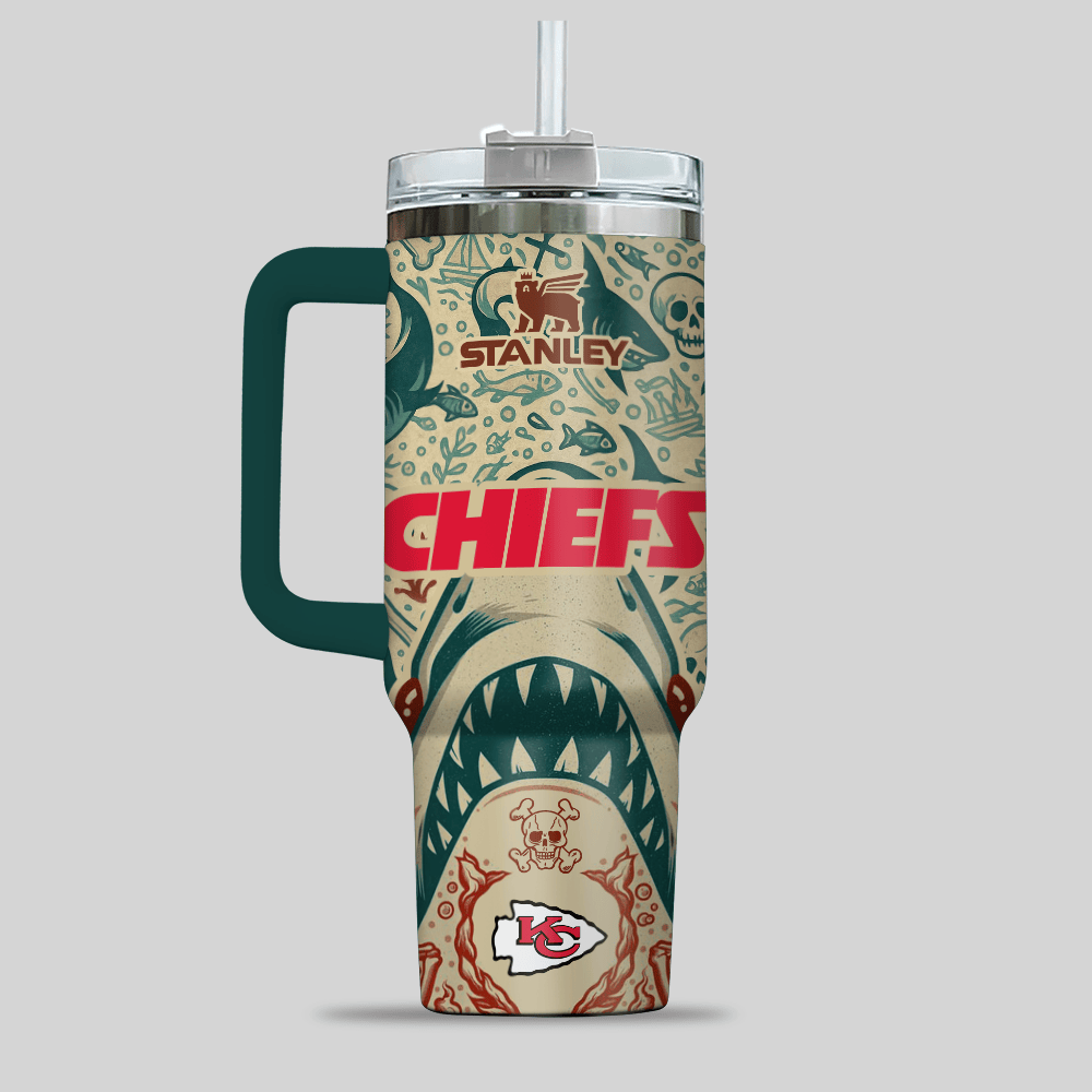 Kansas City Chiefs NFL x JAWS Custom Stanley Cup 40 oz 30 oz Tumbler With HandleTVC2301123 - Image 2