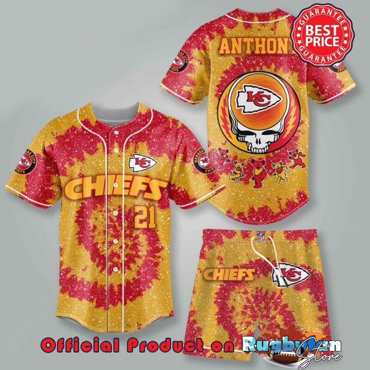 Kansas City Chiefs NLF Grateful Dead 3D Personalized Premium Baseball Jersey